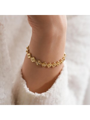 Goldium Jewellery 14 Ayar Altın Yonca Bileklik