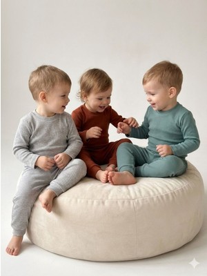 3'lü %100 Pamuklu Uzun Kol Bebek Body Pantolon Takım