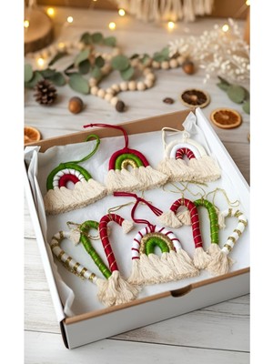 10 Parça Renkli Makrome Set, Yılbaşı Süsü, Duvar Dekoru, Bohem Hediye