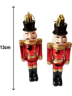 Yılbaşı Temalı Renkli Plastik Fındıkkıran Asker Süsü 2'li Set