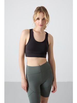 Slim Fit U Yaka 2li Paket Siyah-Beyaz Kadın Spor Büstiyer - 97120