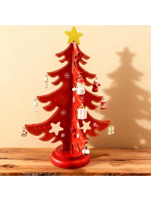 Kırmızı Mini Çam Ağacı 18 Cm, Yılbaşı Süsleme ve Masa Dekoru