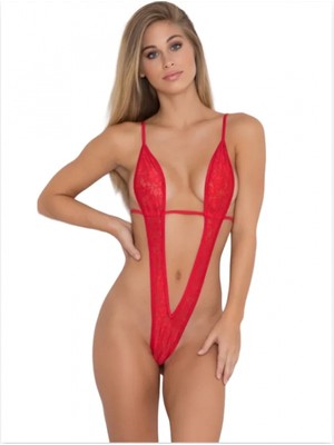 Pileli Store Pilelistore Fantezi Kırmızı Dantelli Arkası Açık Seksi Gecelik