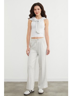 FullaModa Beli Bağlamalı Önü Çimalı Modal Eşofman Altı