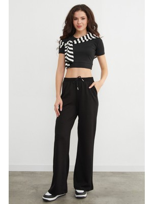 FullaModa Beli Bağlamalı Cepli Modal Eşofman Altı