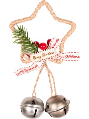 Yılbaşı Ağacı Süsü Yıldız Çanlı Lame 9X14 Cm, Çok Renkli Süs