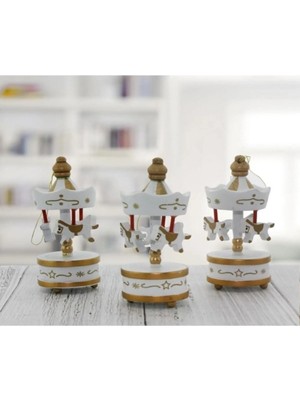 Beyaz Ahşap Atlı Karınca Süsler, Noel ve Yılbaşı Için Şık Dekorasyon