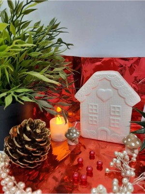 Beyaz Yılbaşı Süsleri, Dekoratif Seramik Objeler, Ev ve Salon Için Şık Setler