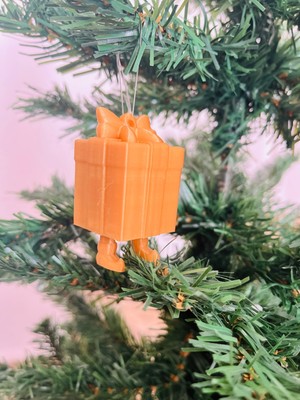 3'lü Yılbaşı Süsü Seti, Ayakları Salanan Hediye Paketi, Gümüş Renkli