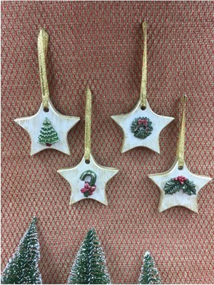 4'lü Pembe Yıldız Yılbaşı Süsü, Şık ve Parlak Dekorasyon Öğesi