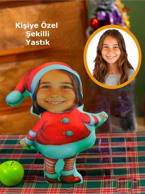 Kişiye Özel Renkli Noel ve Yılbaşı Temalı Şekilli Yastık, Sevgiliye Özel Hediye