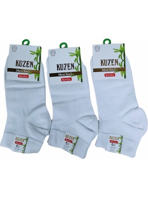 Pilelistore Kuzen Dikişsiz Yarım Konç  Beyaz Bambu Erkek Çorap 6 Adet