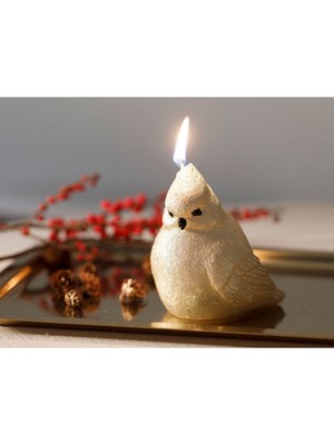 Altın Renkli Kuş Parafin Mum, Şık ve Sıcak Dekoratif Aksesuar