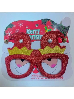 Simli Noel Baba Şapka ve Gözlük Seti, Kırmızı, Eğlenceli ve Şık Tasarım