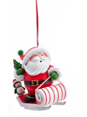 Kızaklı Noel Baba 10CM Yılbaşı Süsü, Kırmızı, Şık ve Renkli Dekorasyon Parçası