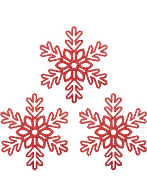 Yılbaşı Temalı Kırmızı Kar Motifli Dekor Süs Seti 3'lü