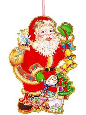Renkli Noel Baba Asma Süsü, 28X37 Cm, Yılbaşı Dekorasyonu