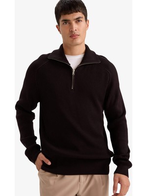 DeFacto Standart Fit Balıkçı Yaka Yarım Fermuarlı Triko Kazak D4209AX25WN