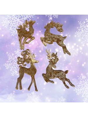 El Yapımı 4'lü Ren Geyiği Yılbaşı Süsleri, Şık ve Doğal Dekorasyon Için Ideal!