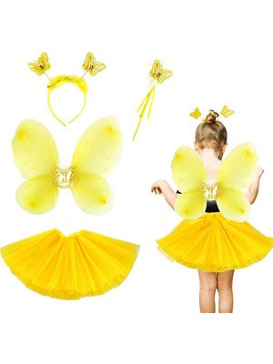 Renkli Çocuk Kelebek Kostüm Seti 4 Parça, Neşeli ve Renkli Giyim Için Harika Seçim