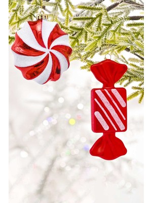 Kırmızı 4 Parça Ağaç Süsü Seti, Yeni Yıl Için Şık ve Sıcak Dekorasyon Seçeneği