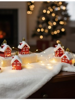 Kırmızı Yılbaşı Ağaç Süsleri, 4'lü Set, Ev Dekorasyonu