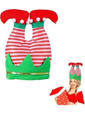 Çok Renkli 29X37CM Yılbaşı Şapkası ve Elf Pantalonu Seti