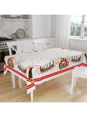 Yılbaşı Temalı Çok Renkli Kumaş Masa Örtüsü 160X220CM