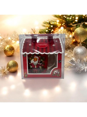 Yılbaşı Temalı Noel Baba Seramik Kupa, Kırmızı Hediye Kutusunda
