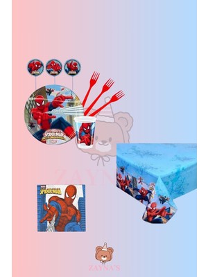 Zayna's Örümcek Adam 32 Kişilik Doğum Günü Parti Seti - Örümcek Adam Konseptli Parti Süsleri