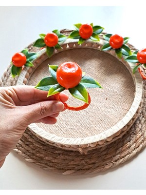 6'lı Yılbaşı Süsü, Mandalina Peçete Halkası, Peçete Yüzüğü, Renkli ve Şık Set