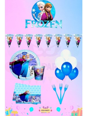 Zayna's Elsa Frozen Temalı 4 Kişilik Eko Doğum Günü Parti Seti