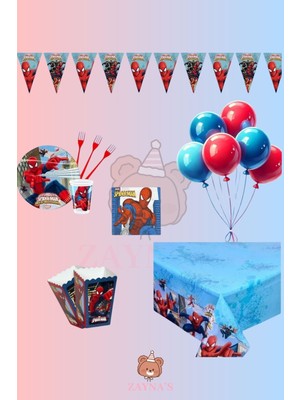 Zayna's Örümcek Adam Doğum Günü Parti Seti - Erkek Çocuklara Özel Süsleme Malzemeleri 24 Kişilik