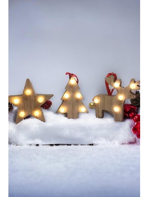 Yılbaşı Aydınlatması 3'lü LED Süsler Yıldız Geyik Ağaç Işık Seti