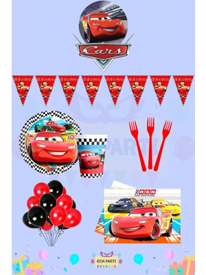 Zayna's Cars-Arabalar Temalı 4 Kişilik Eko Doğum Günü Parti Seti