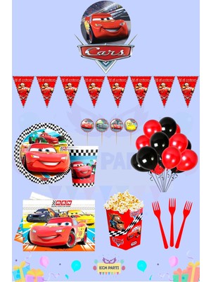 Zayna's Cars-Arabalar Temalı 24 Kişilik Ultra Doğum Günü Parti Seti