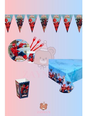 Zayna's Örümcek Adam Temalı 16 Kişilik Doğum Günü Parti Seti - Erkek Çocuk Parti Malzemeleri Masa Süsleri