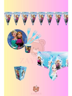 Zayna's Frozen Elsa Temalı Doğum Günü Parti Seti - Kız Çocuk Karlar Ülkesi Elsa Doğum Günü Süsleri 8 Kişilik