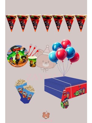 Zayna's Brawl Stars Temalı Erkek Çocuk 32 Kişilik Doğum Günü Parti Seti -Brawl Stars Konsepti Parti Süsleri