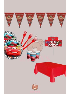 Zayna's Cars Arabalar Temalı 8 Kişilik Doğum Günü Parti Seti