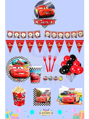 Zayna's Cars-Arabalar Temalı 16 Kişilik Full Doğum Günü Parti Seti