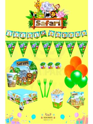 Zayna's Safari Temalı 16 Kişilik Full Doğum Günü Parti Seti