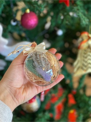 Mavi Çiçekli Yılbaşı Ağacı Süsü, Ağaç Küresi, Sevinç Dolu Dekorasyon