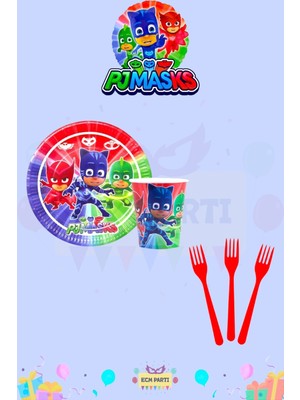 Zayna's Pijamaskeliler Temalı 24 Kişilik Extra Mini Doğum Günü Parti Seti