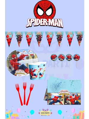Zayna's Örümcek Adam Temalı 16 Kişilik Mini Doğum Günü Parti Seti