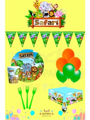 Zayna's Safari Temalı 4 Kişilik Ekonomik Doğum Günü Parti Seti