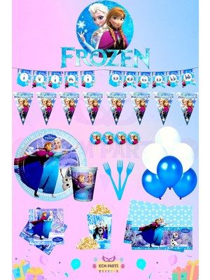 Zayna's Elsa Frozen Temalı 32 Kişilik Full Doğum Günü Parti Seti