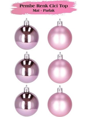 Yılbaşı Top Süsleri, 8 Cm, 6 Adet, Mat ve Parlak, Renkli Dekorasyon Parçaları