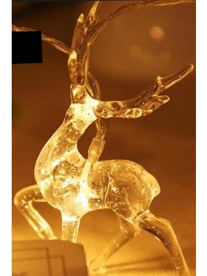 Sarı Renkli Noel LED Geyik Işık Zinciri, Ev ve Parti Dekoru, 10'lu Set