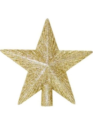 35 cm Simli Yıldız Süs, Yılbaşı Ağacı Dekoru, Parlak ve Şık Altın Renkli